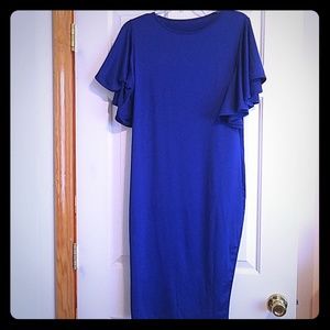 Blue Flutter Sleeve Dress!